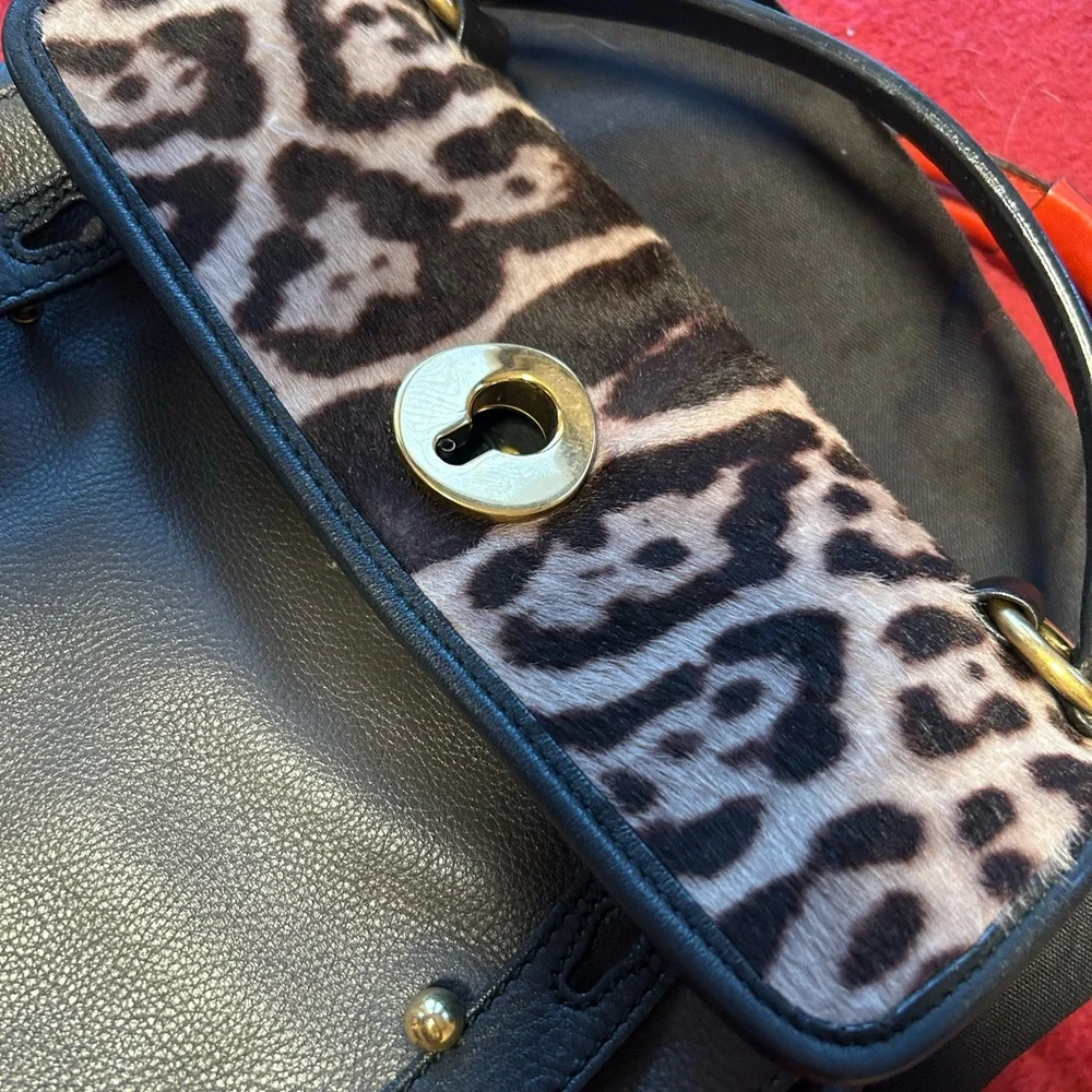 YSL Muse Leopard Print Flap Black Leather Handbag - Picture 4 of 9